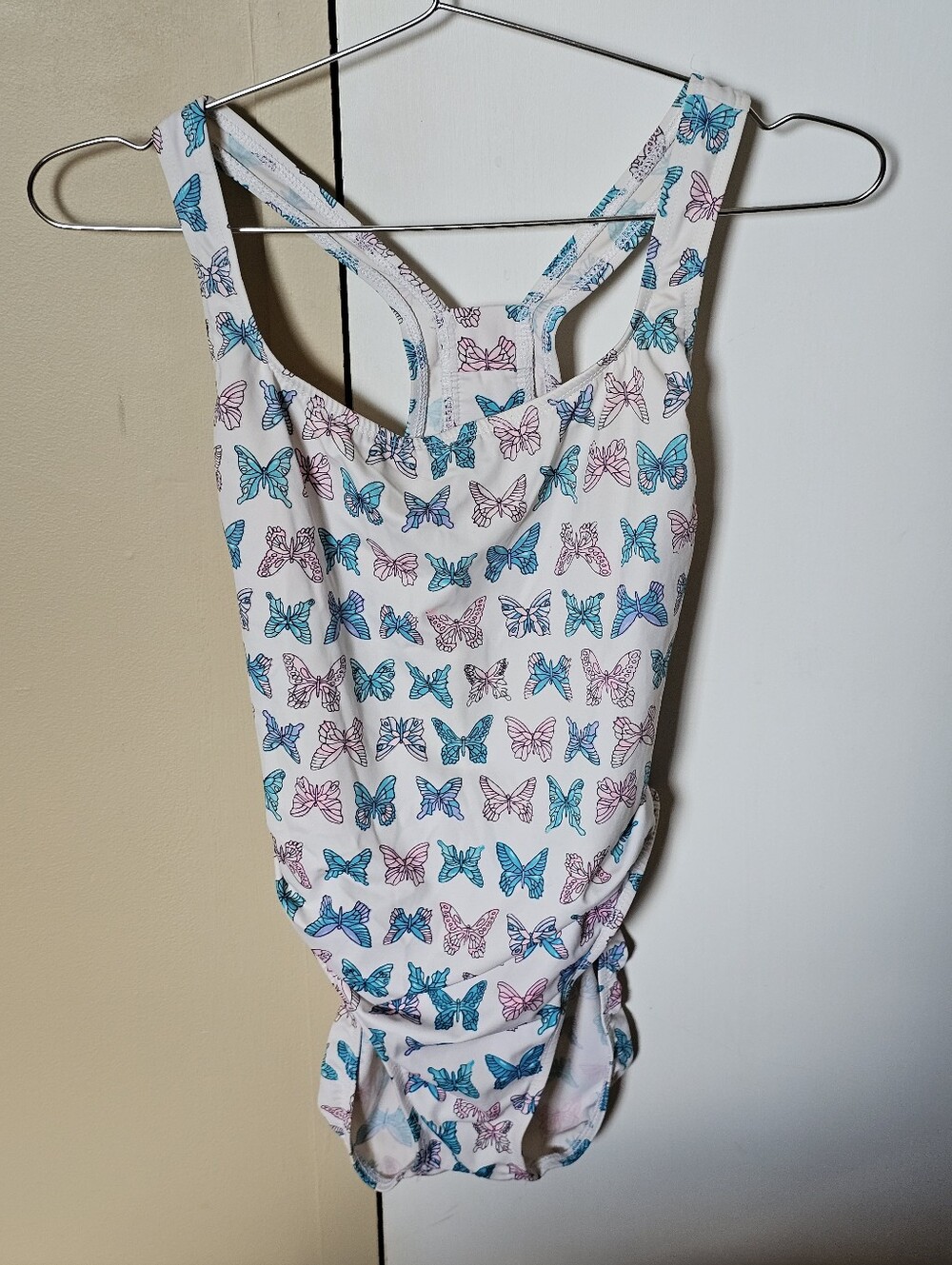 Junior Teen Girls One Piece Y2K Butterfly Print Swimsuit Bathing Suit - Size 13